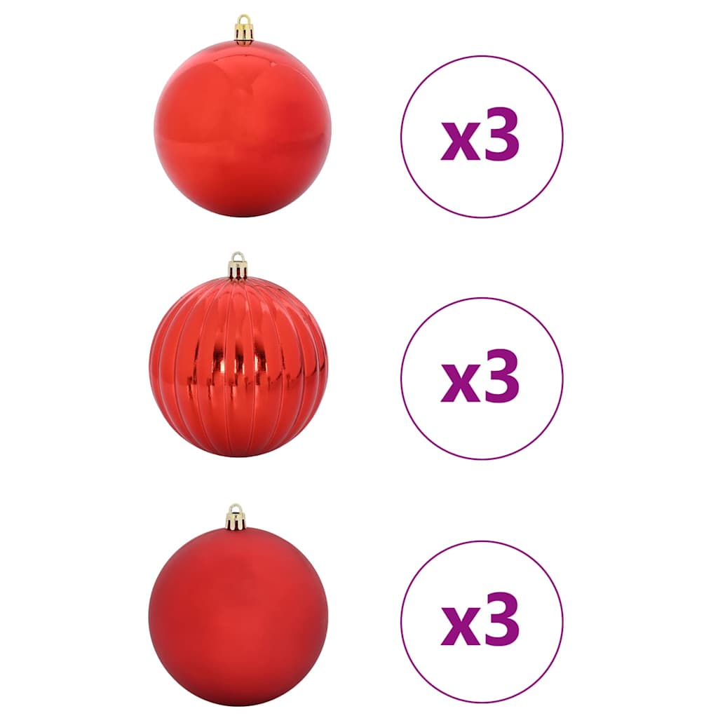 vidaXL Zestaw Bombek Świątecznych XL 9 pcs Czerwony
