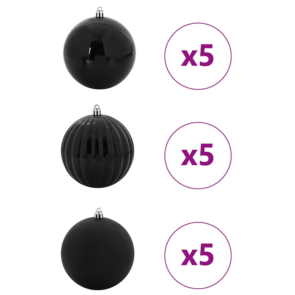 vidaXL Zestaw bombek świątecznych XL 15 pcs Czarny