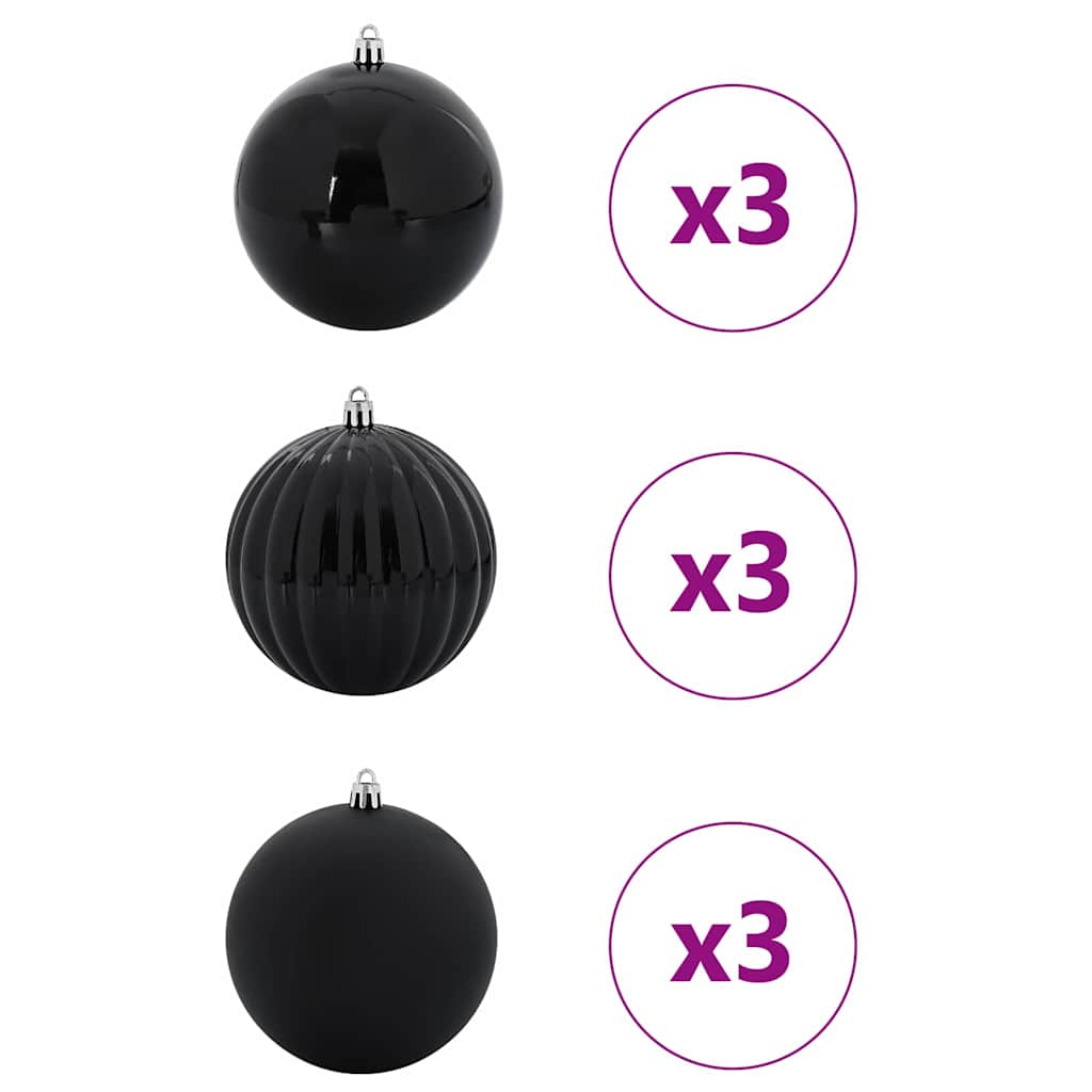 vidaXL Zestaw Bombek Świątecznych XL 9 pcs Czarny