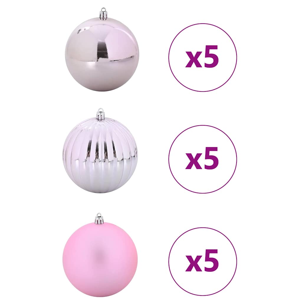 vidaXL Zestaw Bombek Świątecznych XL 15 pcs Różowy