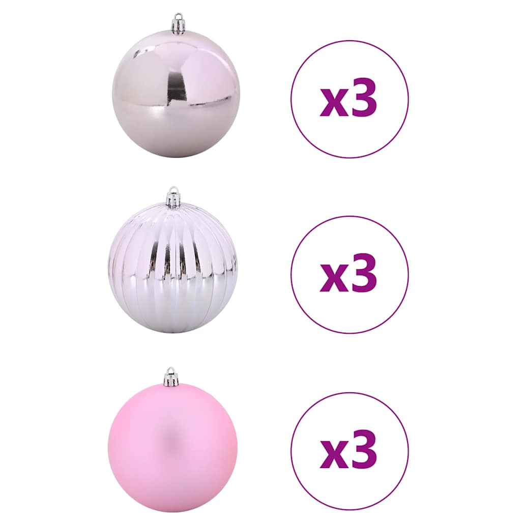 vidaXL Zestaw Bombek Świątecznych XL 9 pcs Różowy