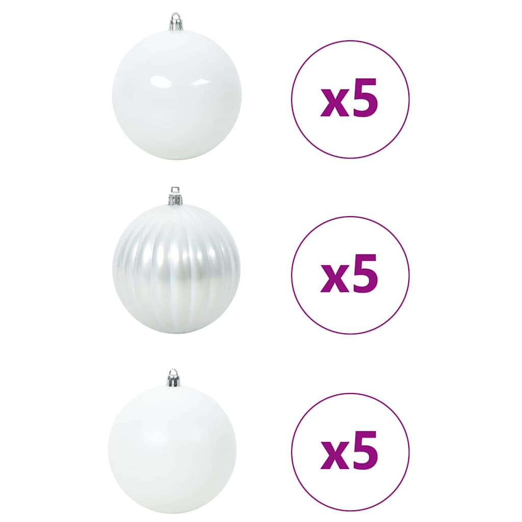 vidaXL Zestaw Bombek Świątecznych XL 15 pcs Biały