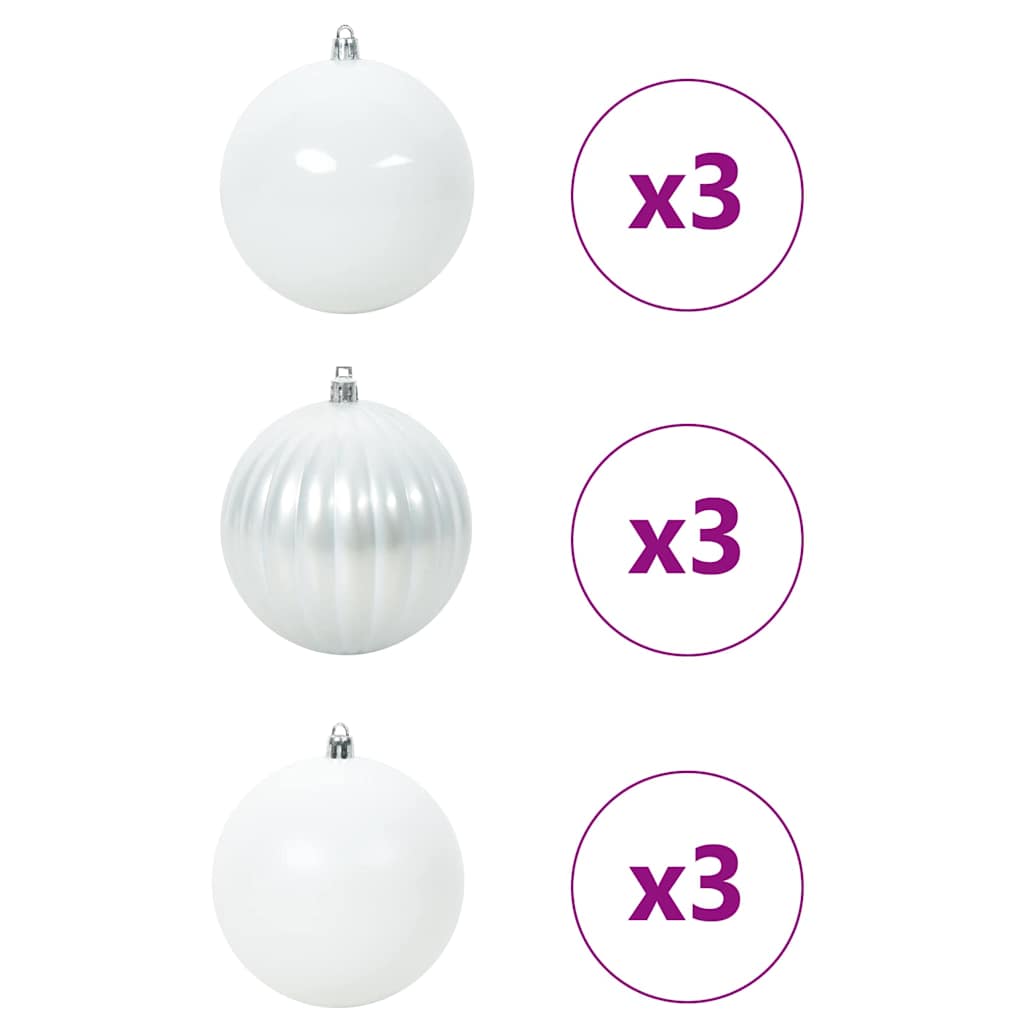 vidaXL Zestaw Bombek Świątecznych XL 9 pcs Biały Z tworzywa sztucznego