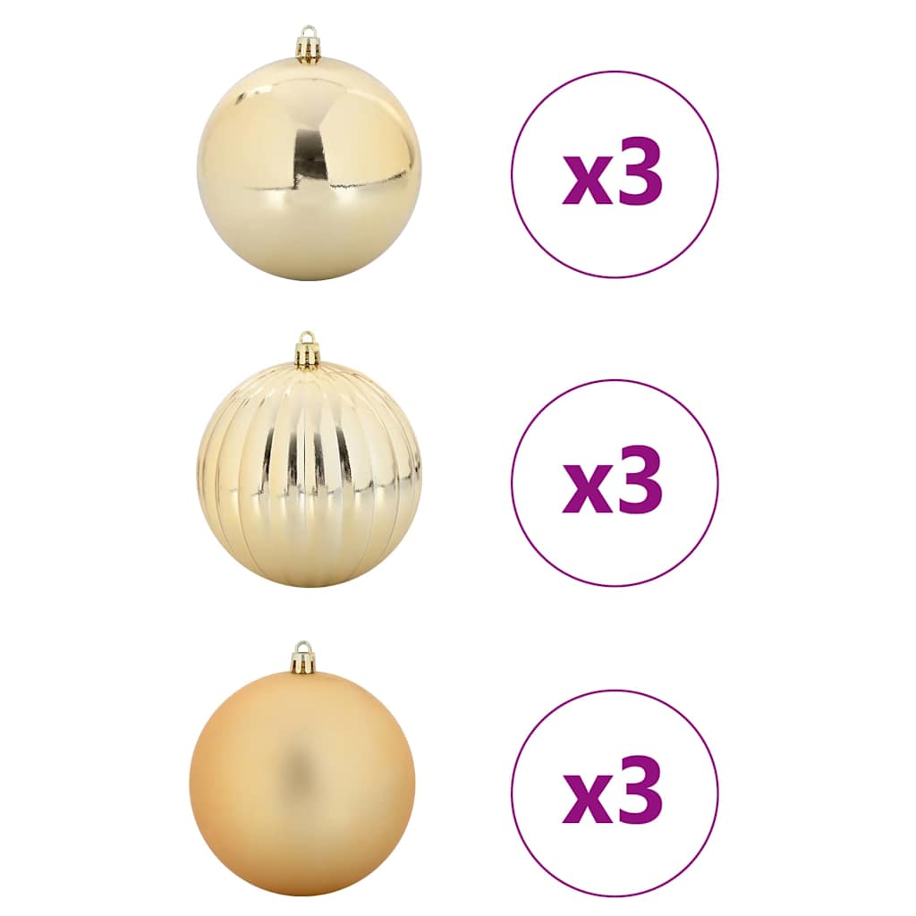 vidaXL Zestaw Bombek Świątecznych XL 9 pcs złoty Z tworzywa sztucznego