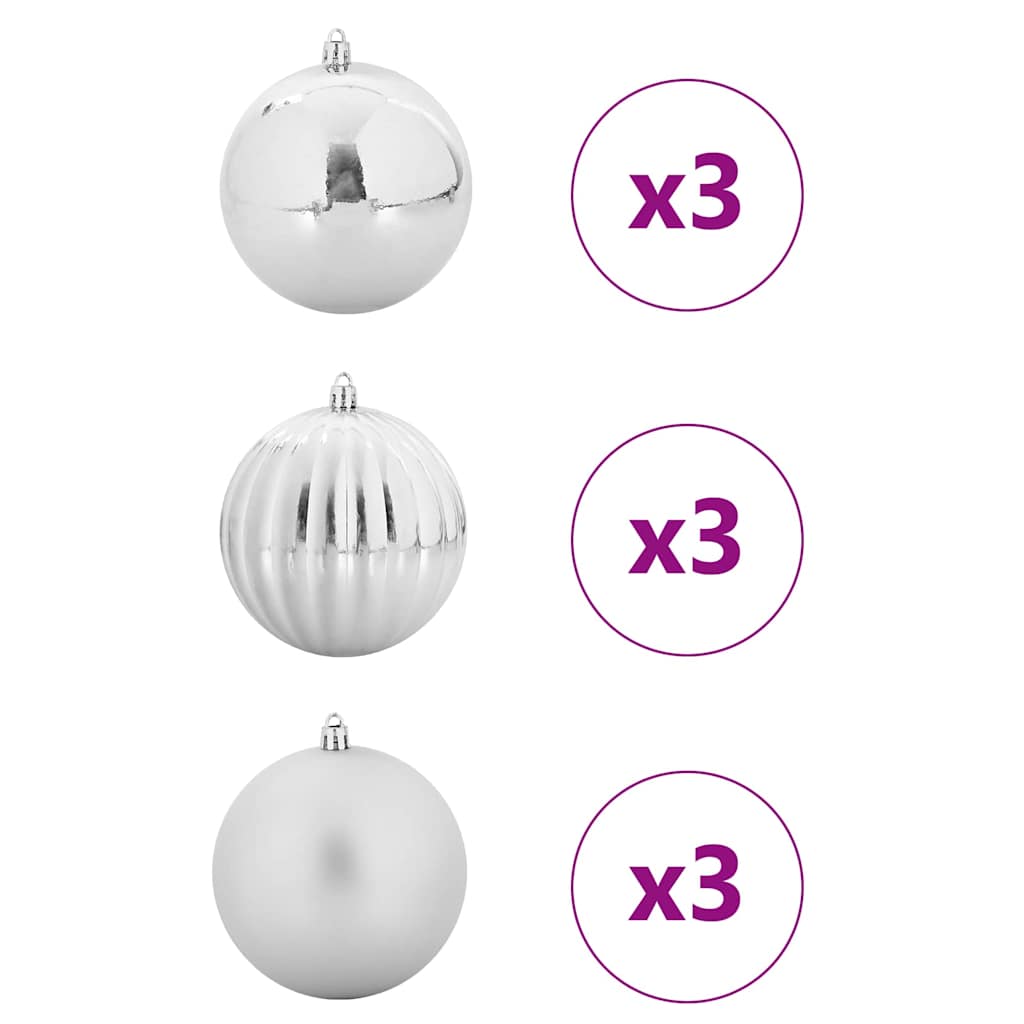 vidaXL Zestaw Bombek Świątecznych XL 9 pcs Srebrny