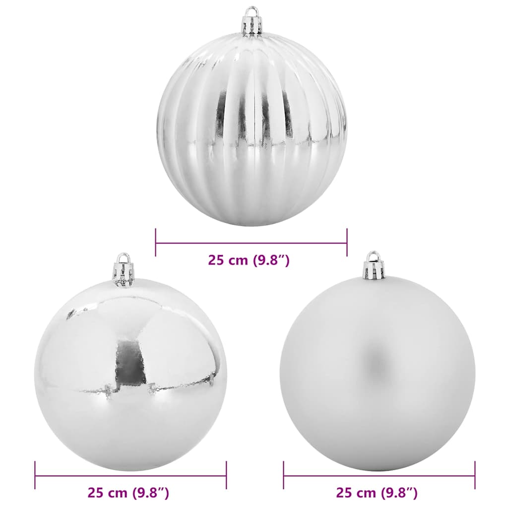 vidaXL Zestaw Bombek Świątecznych XXL 3 pcs Srebrny