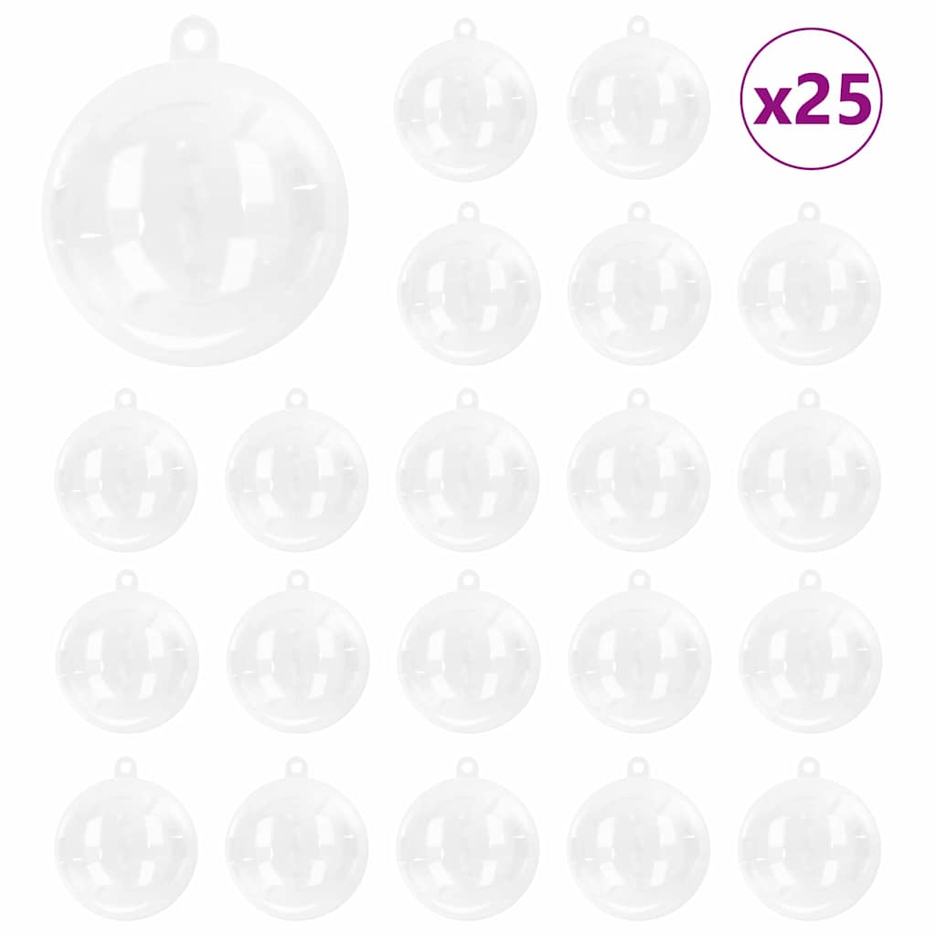 vidaXL Zestaw Bombek Choinkowych 25 pcs przezroczysty Ø 8 cm