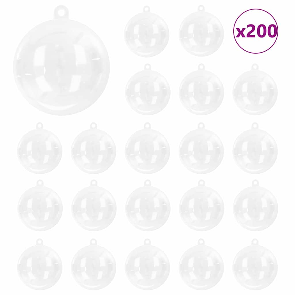 vidaXL Zestaw Bombek Choinkowych 200 pcs przezroczysty Ø 5 cm