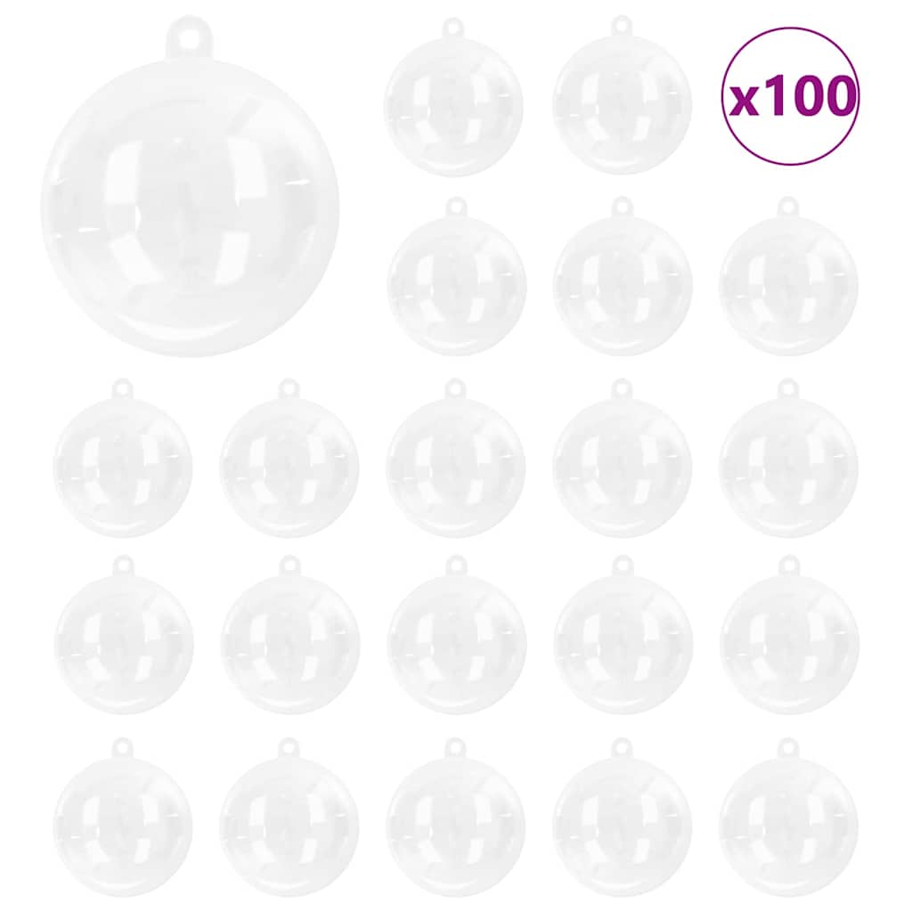 vidaXL Zestaw Bombek Choinkowych 100 pcs przezroczysty Ø 8 cm