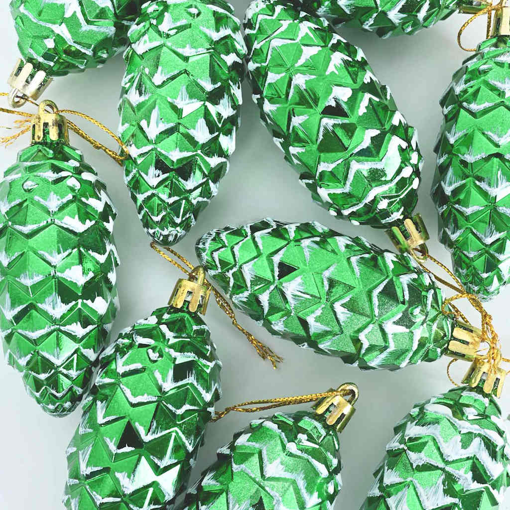 vidaXL Choinkowa Bombka Szyszka 40 pcs Zielony Z tworzywa sztucznego