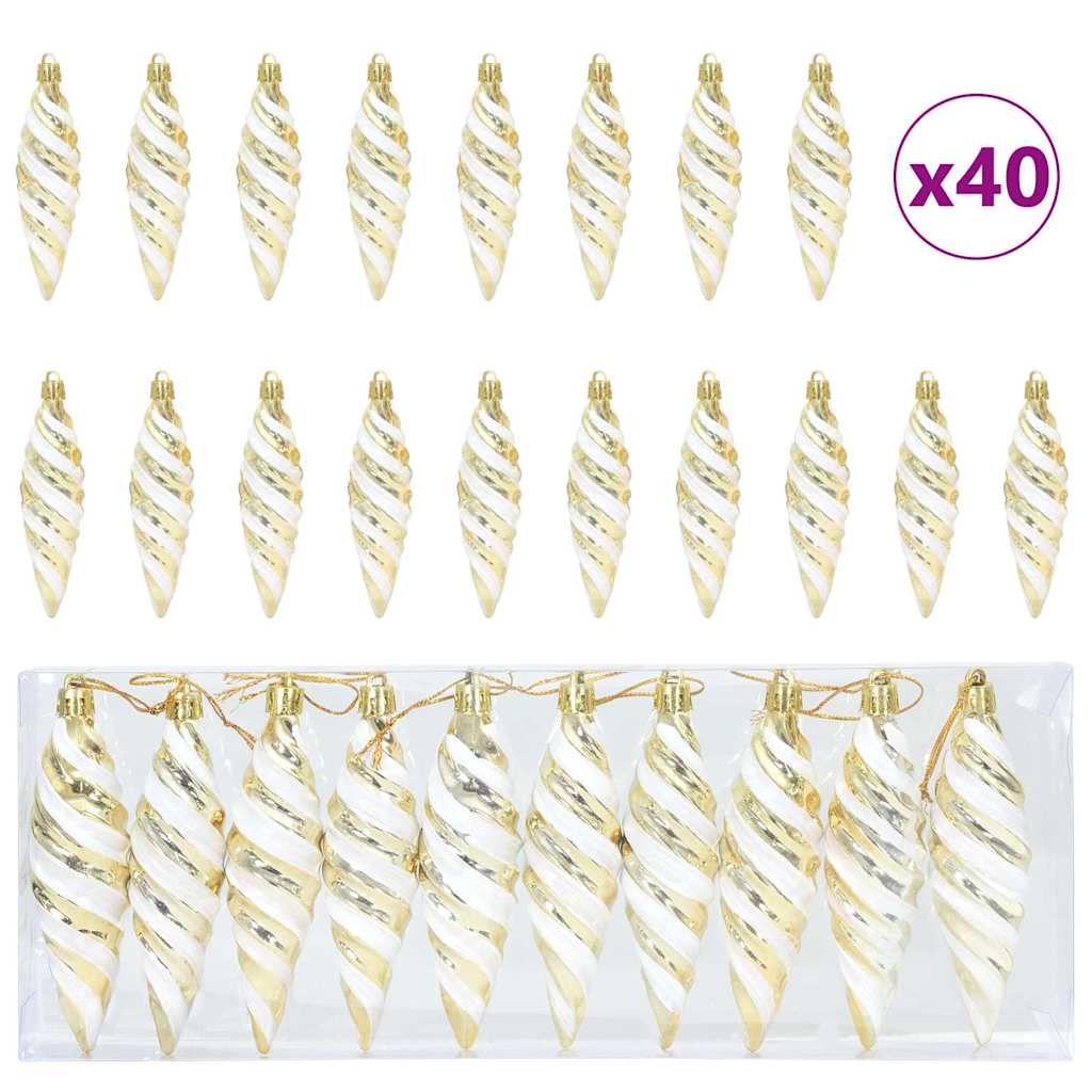 vidaXL Świąteczna kula w spiralnym kształcie 40 pcs złoty
