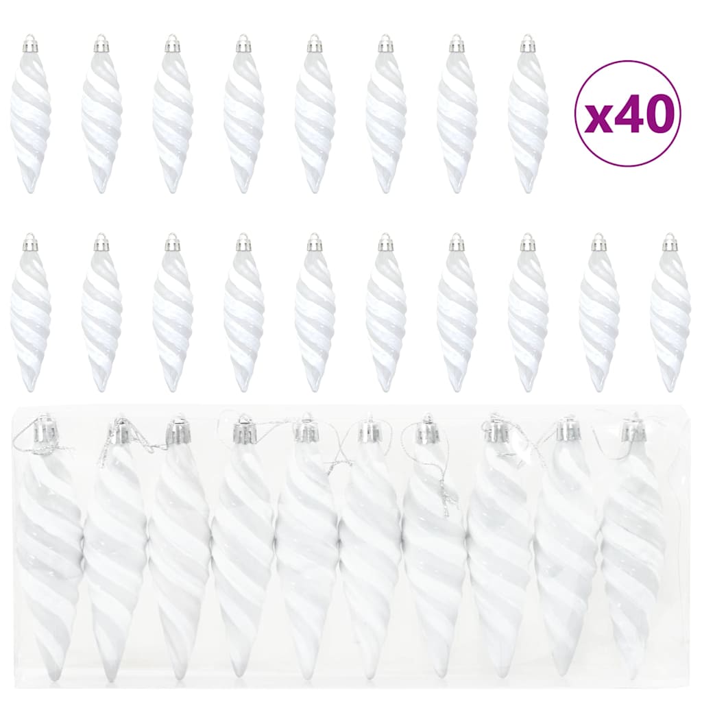 vidaXL Świąteczna kula w spiralnym kształcie 40 pcs Biały