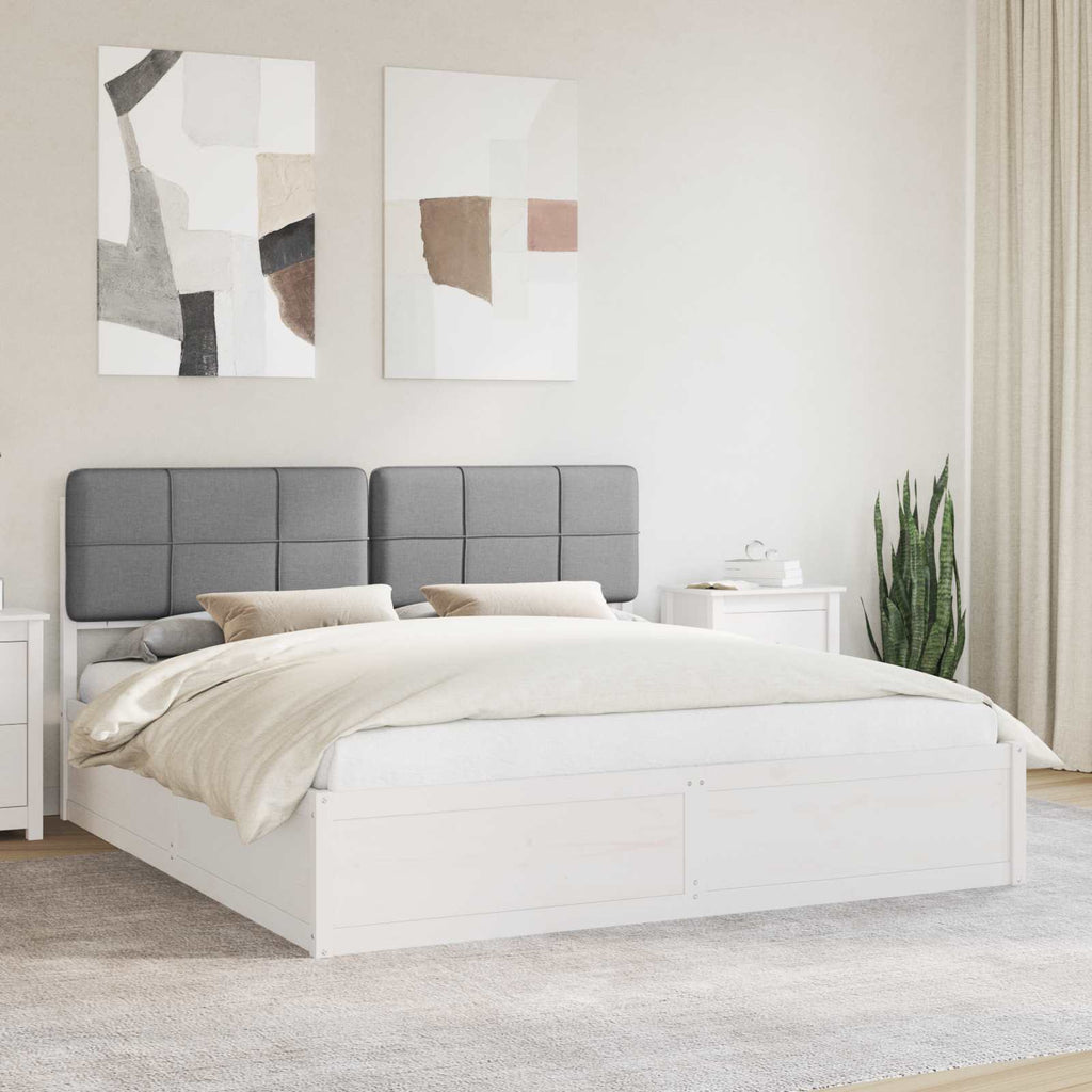 vidaXL Ramka łóżka z tapicerowanym wezgłowiem Jasnoszary 200 x 200 cm