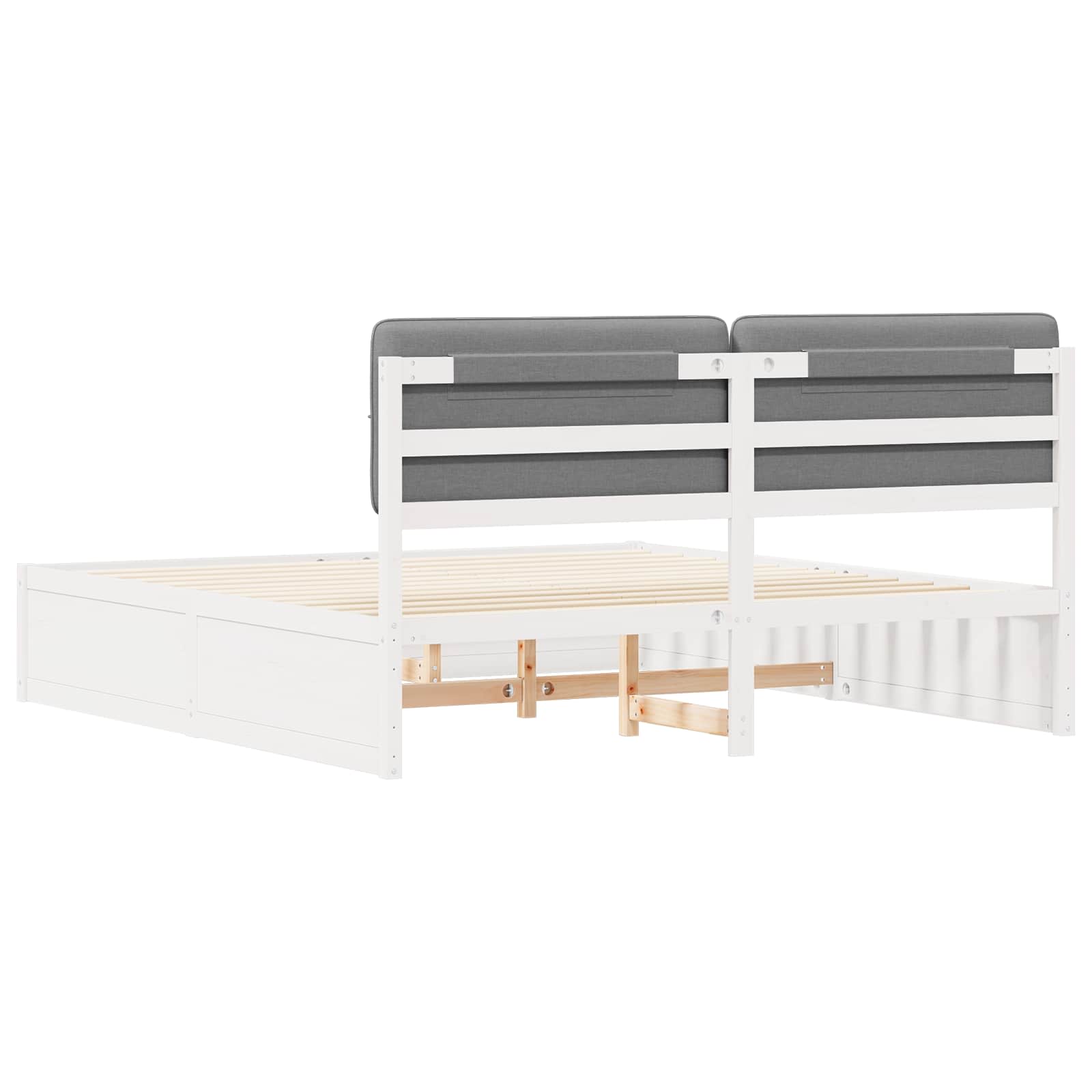 vidaXL Ramka łóżka z tapicerowanym wezgłowiem Jasnoszary 200 x 200 cm