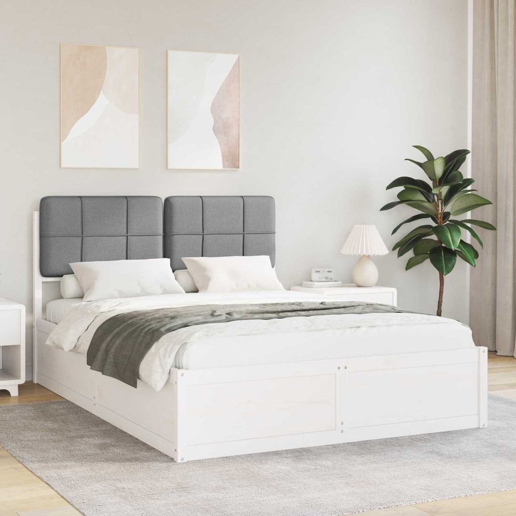 vidaXL Ramka łóżka z tapicerowanym wezgłowiem Jasnoszary 160 x 200 cm