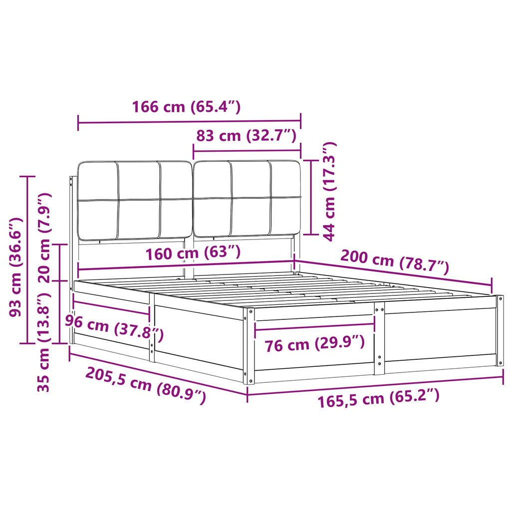 vidaXL Ramka łóżka z tapicerowanym wezgłowiem Jasnoszary 160 x 200 cm