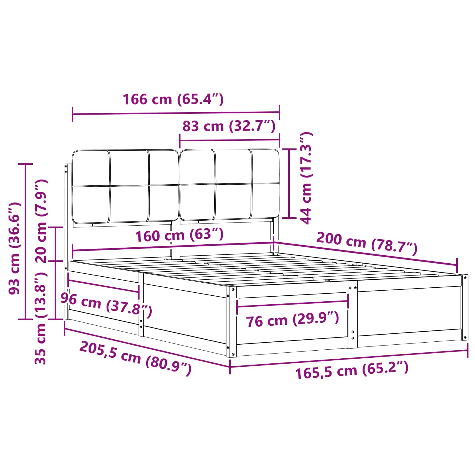 vidaXL Ramka łóżka z tapicerowanym wezgłowiem Jasnoszary 160 x 200 cm