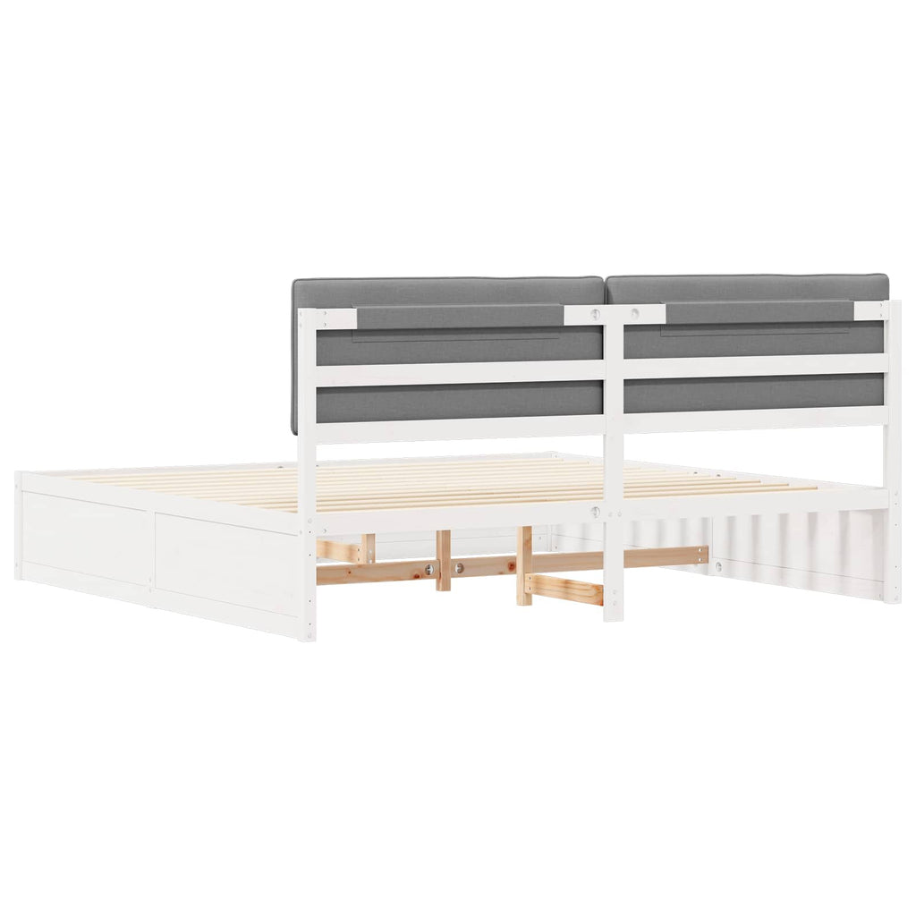vidaXL Ramka łóżka z tapicerowanym wezgłowiem Jasnoszary 200 x 200 cm