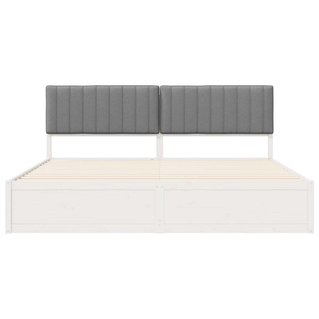vidaXL Ramka łóżka z tapicerowanym wezgłowiem Jasnoszary 200 x 200 cm