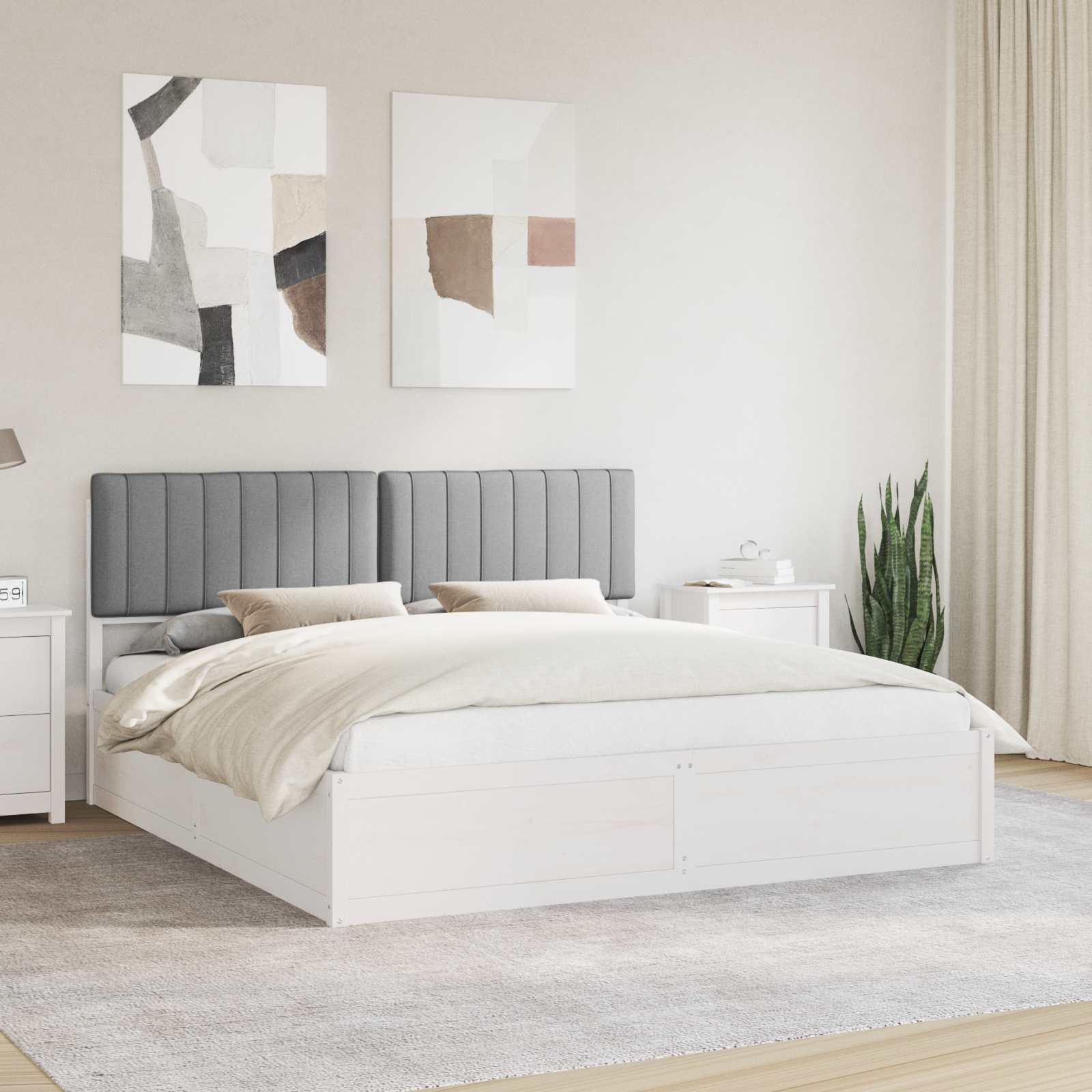 vidaXL Ramka łóżka z tapicerowanym wezgłowiem Jasnoszary 180 x 200 cm