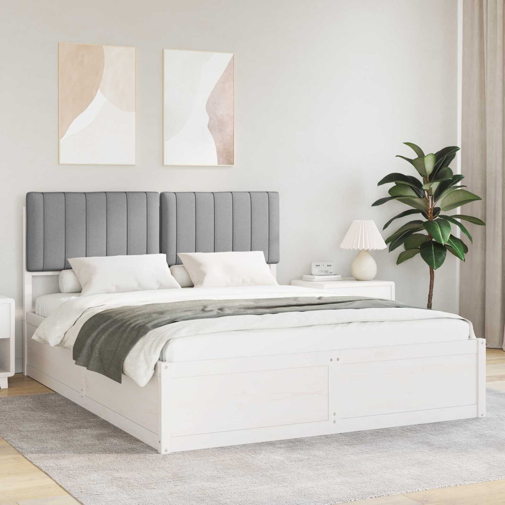 vidaXL Ramka łóżka z tapicerowanym wezgłowiem Jasnoszary 160 x 200 cm