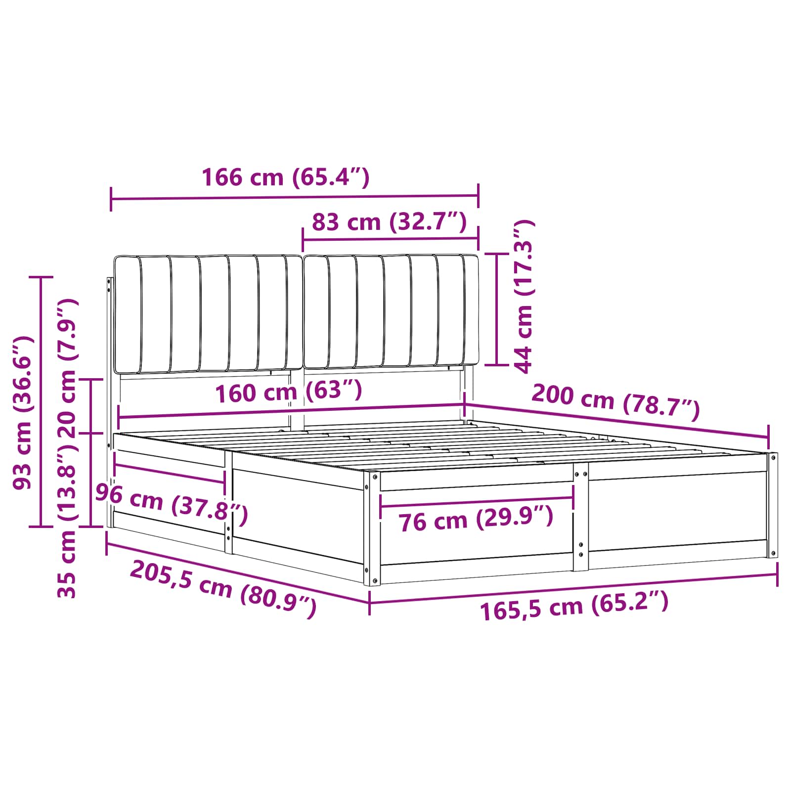 vidaXL Ramka łóżka z tapicerowanym wezgłowiem Jasnoszary 160 x 200 cm