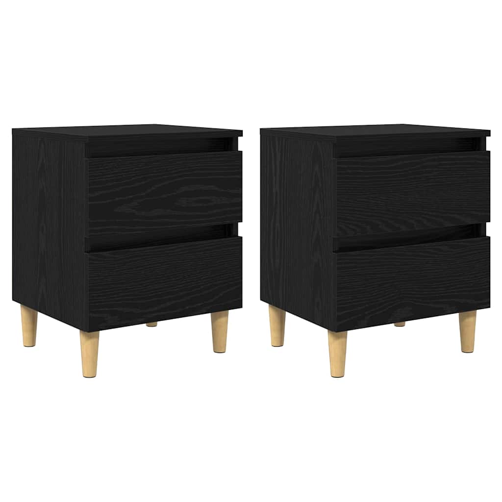 vidaXL Szafki na łóżko z szufladą 2 pcs Czarny Dąb 40 x 35 x 50 cm