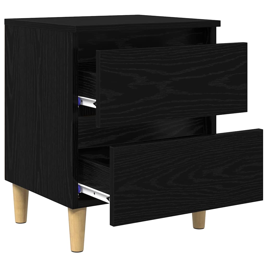 vidaXL Szafki na łóżko z szufladą 2 pcs Czarny Dąb 40 x 35 x 50 cm