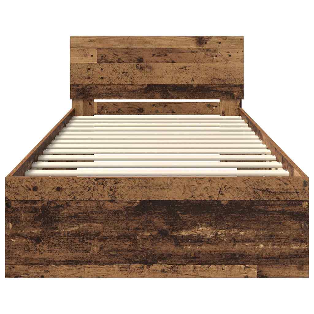 vidaXL Ramka łóżka Stare drewno 100 x 200 cm Materiał drewnopochodny
