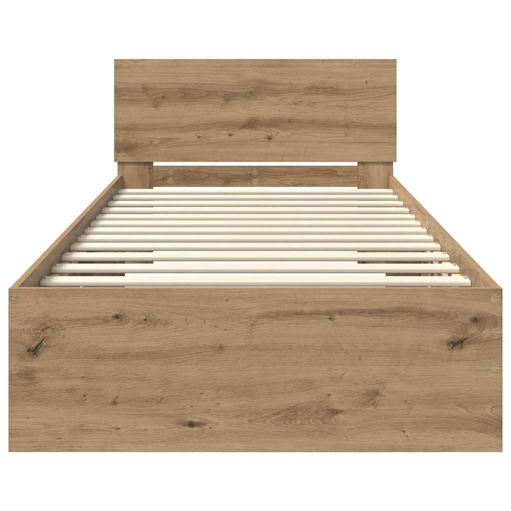 vidaXL Ramka łóżka Ze LED Lights Dąb rzemieślniczy 100 x 200 cm