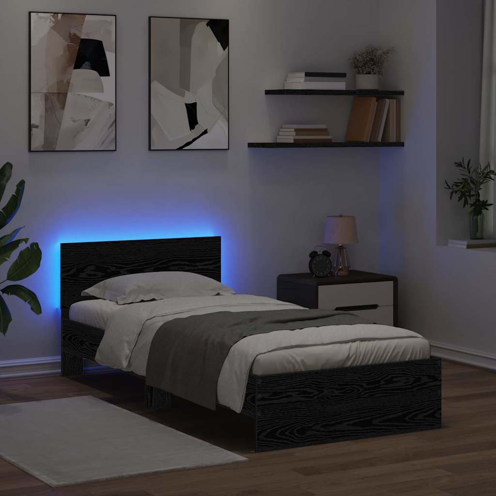 vidaXL Ramka łóżka Czarny Dąb 90 x 200 cm Drewno inżynieryjne