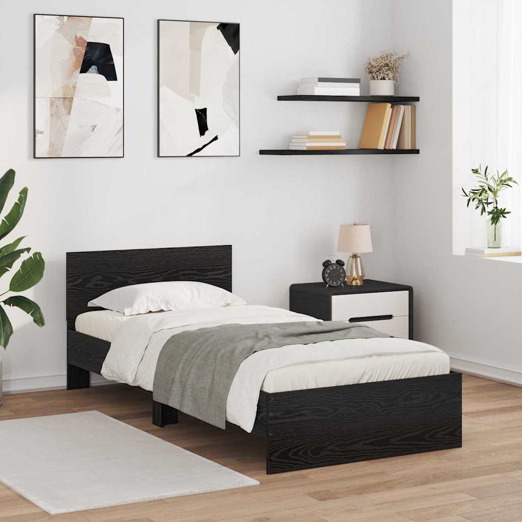 vidaXL Ramka łóżka Czarny Dąb 90 x 200 cm Drewno inżynieryjne