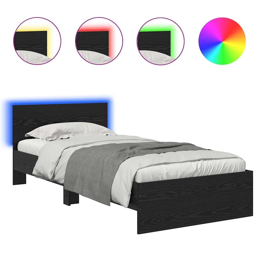vidaXL Ramka łóżka Czarny Dąb 90 x 200 cm Drewno inżynieryjne