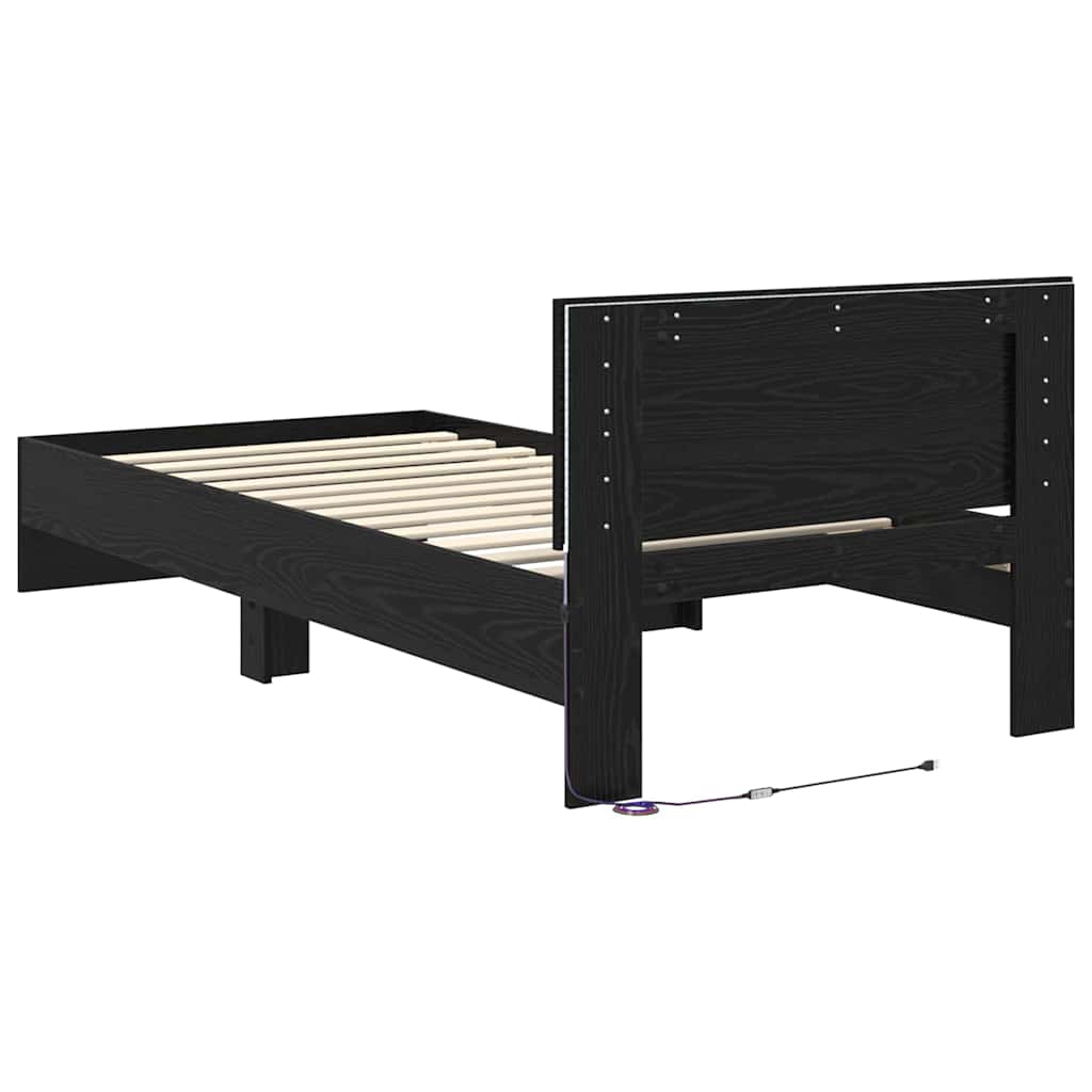 vidaXL Ramka łóżka Czarny Dąb 90 x 200 cm Drewno inżynieryjne