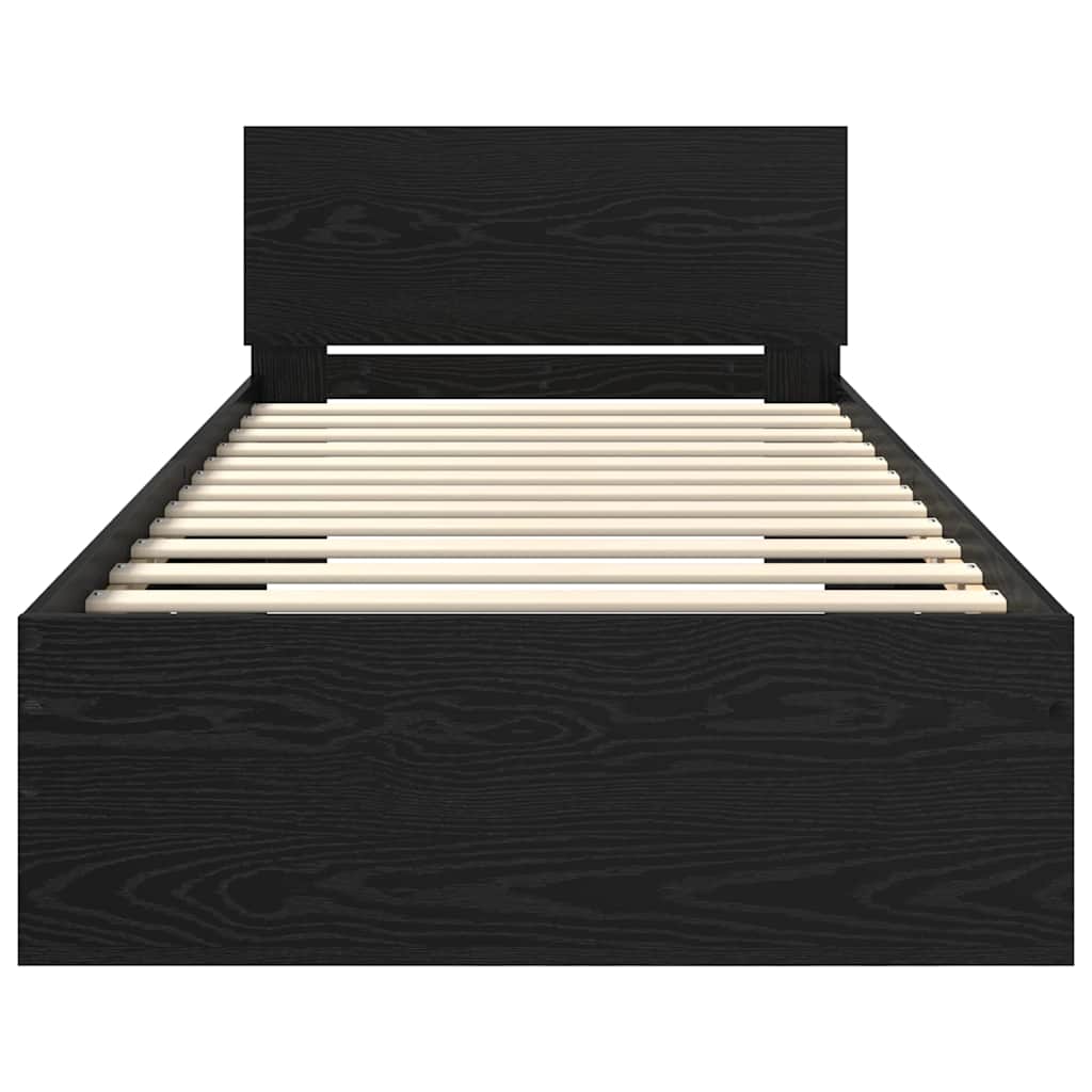vidaXL Ramka łóżka Czarny Dąb 90 x 200 cm Drewno inżynieryjne