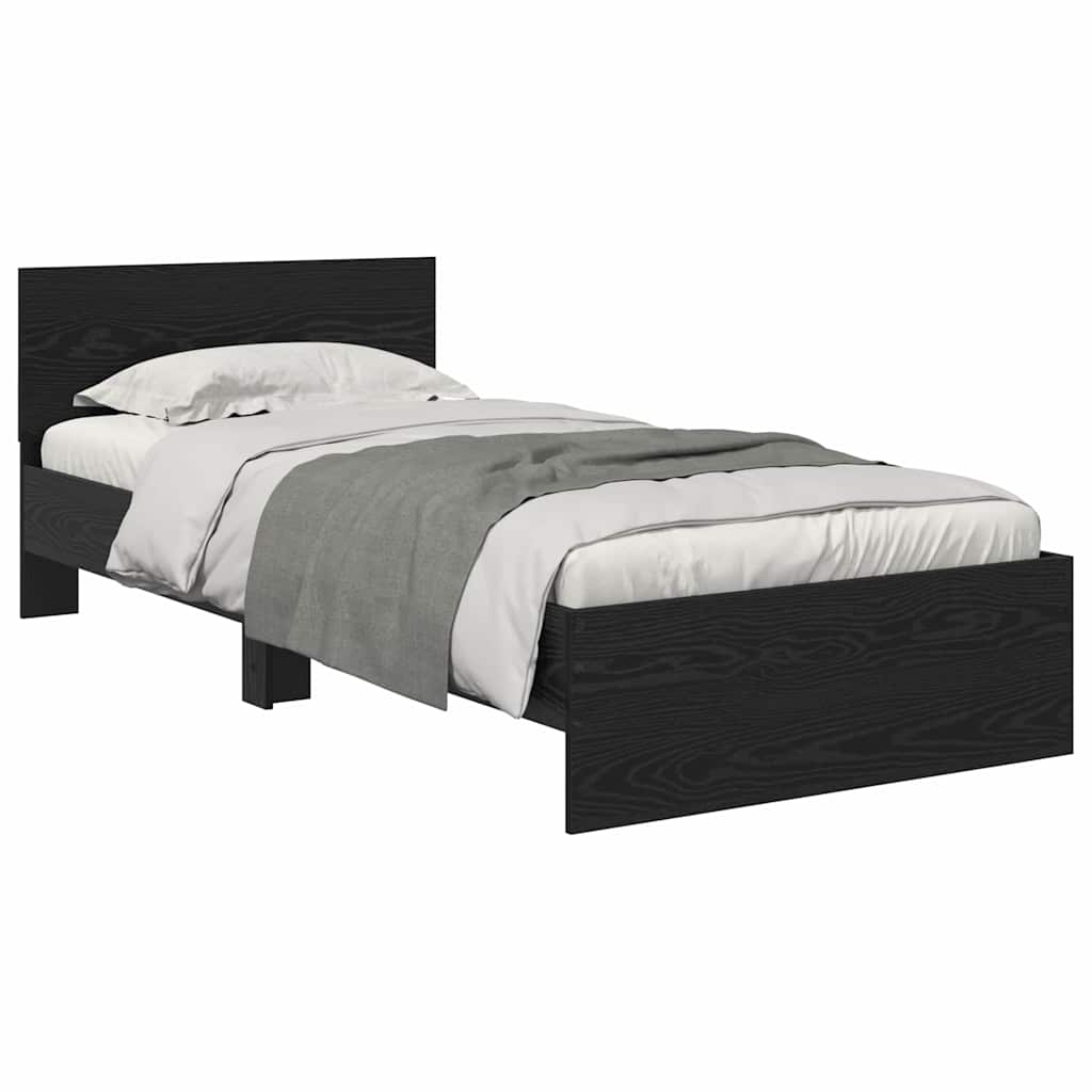 vidaXL Ramka łóżka Czarny Dąb 90 x 200 cm Drewno inżynieryjne