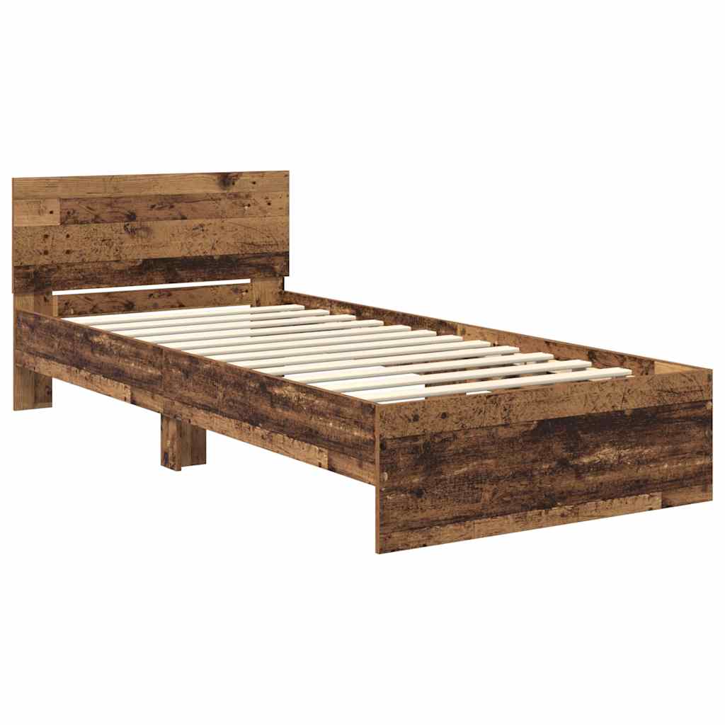 vidaXL Ramka łóżka Stare drewno 90 x 190 cm Materiał drewnopochodny