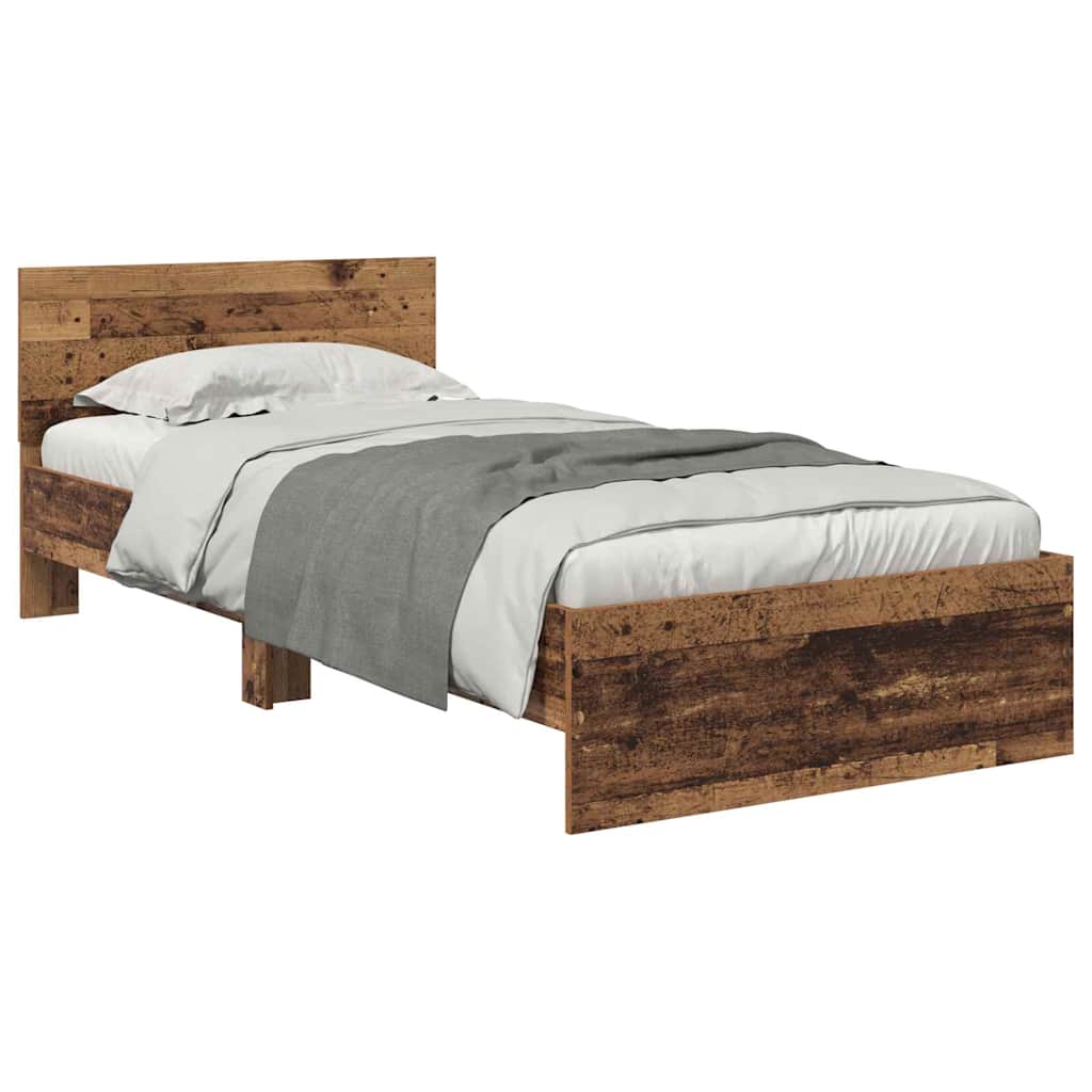 vidaXL Ramka łóżka Stare drewno 90 x 190 cm Materiał drewnopochodny