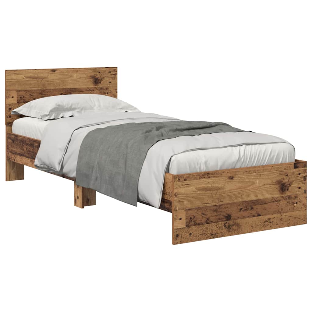 vidaXL Ramka łóżka Stare drewno 75 x 190 cm Materiał drewnopochodny
