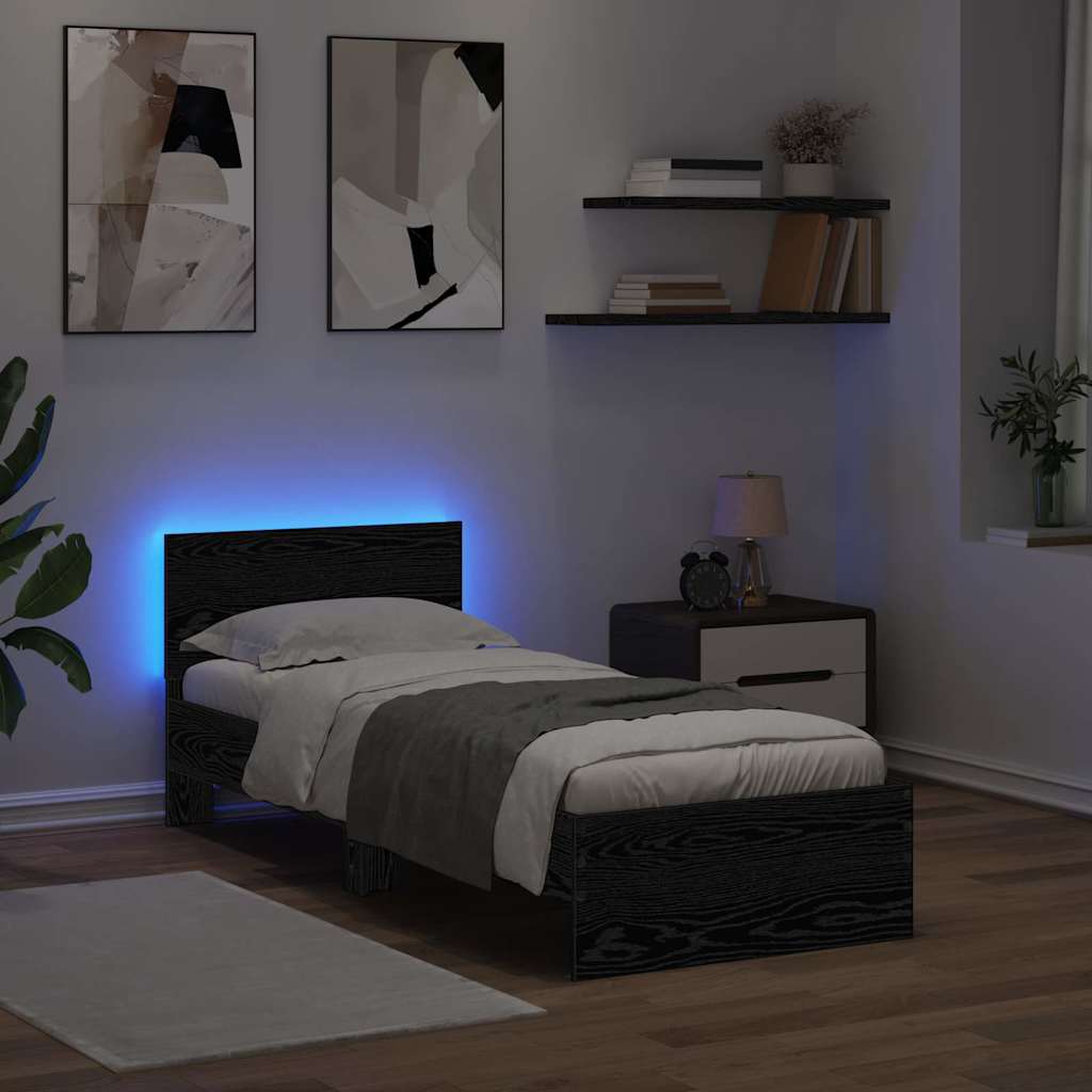 vidaXL Ramka łóżka Czarny Dąb 75 x 190 cm Materiał drewnopochodny