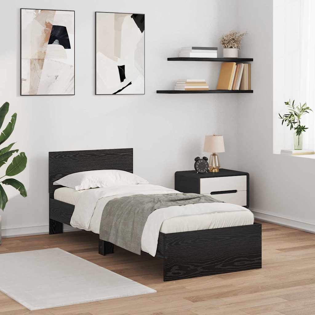 vidaXL Ramka łóżka Czarny Dąb 75 x 190 cm Materiał drewnopochodny