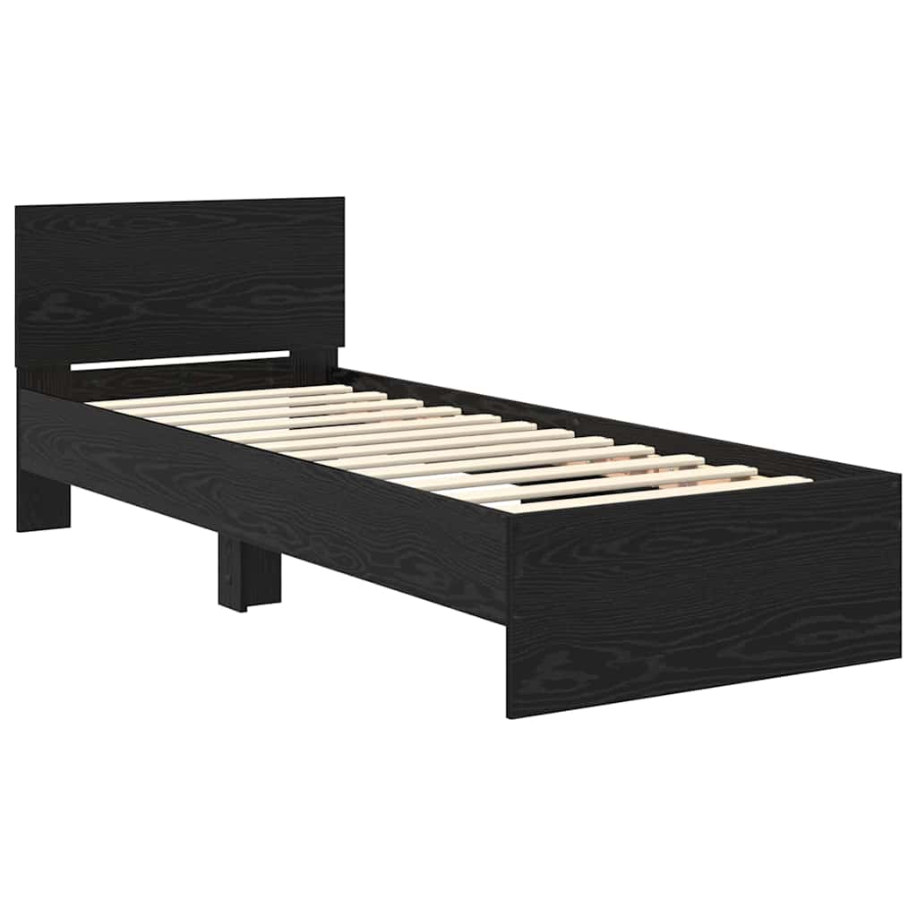 vidaXL Ramka łóżka Czarny Dąb 75 x 190 cm Materiał drewnopochodny