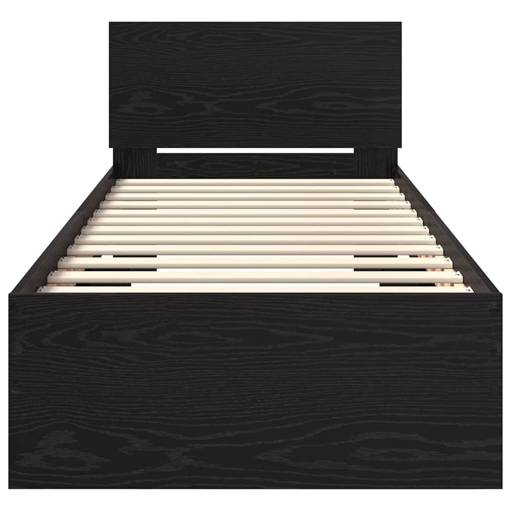 vidaXL Ramka łóżka Czarny Dąb 75 x 190 cm Materiał drewnopochodny