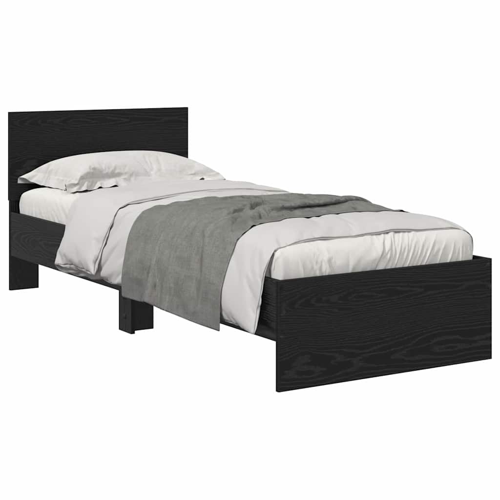 vidaXL Ramka łóżka Czarny Dąb 75 x 190 cm Materiał drewnopochodny