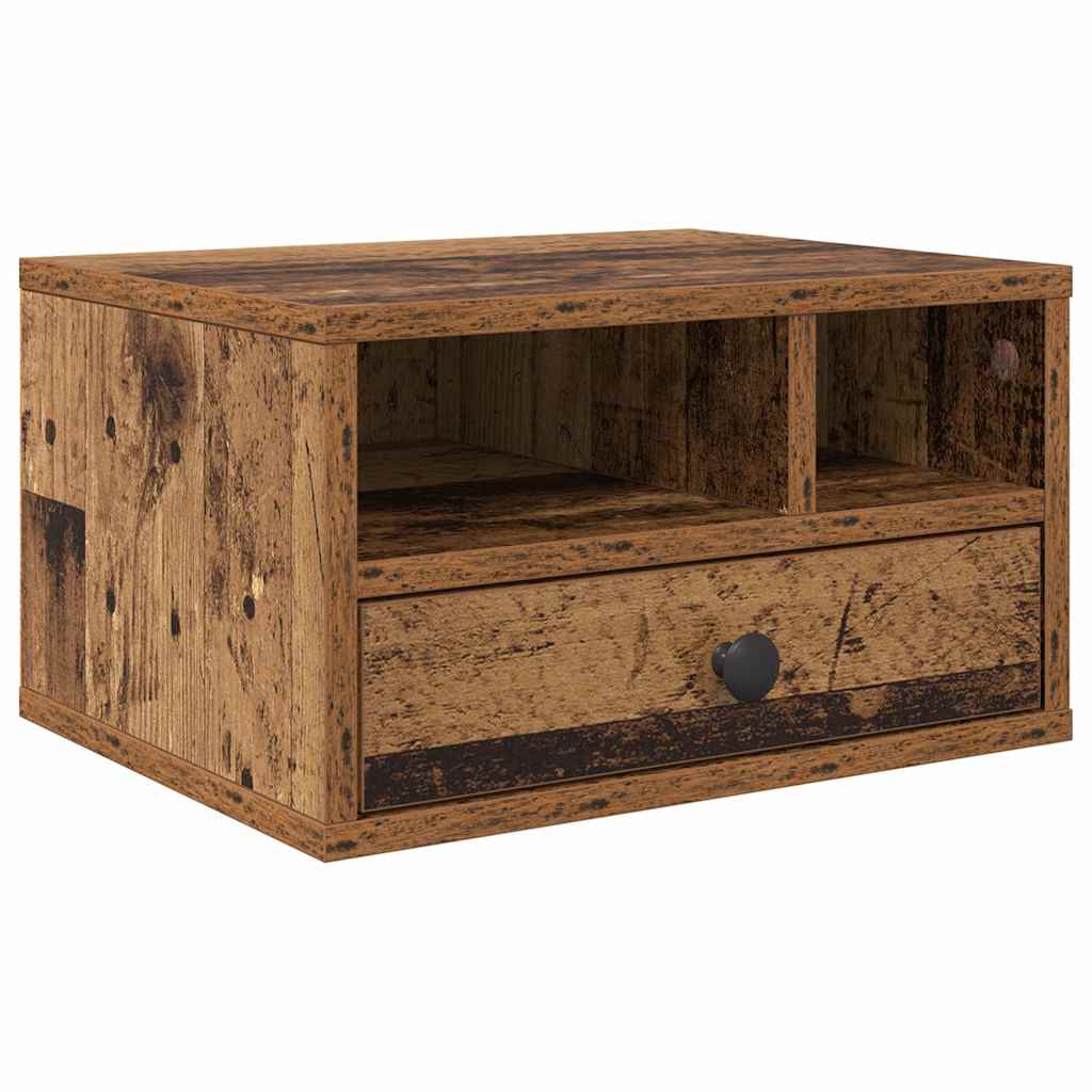 vidaXL Stojak na drukarkę z szufladą Stare drewno 40 x 32 x 24 cm