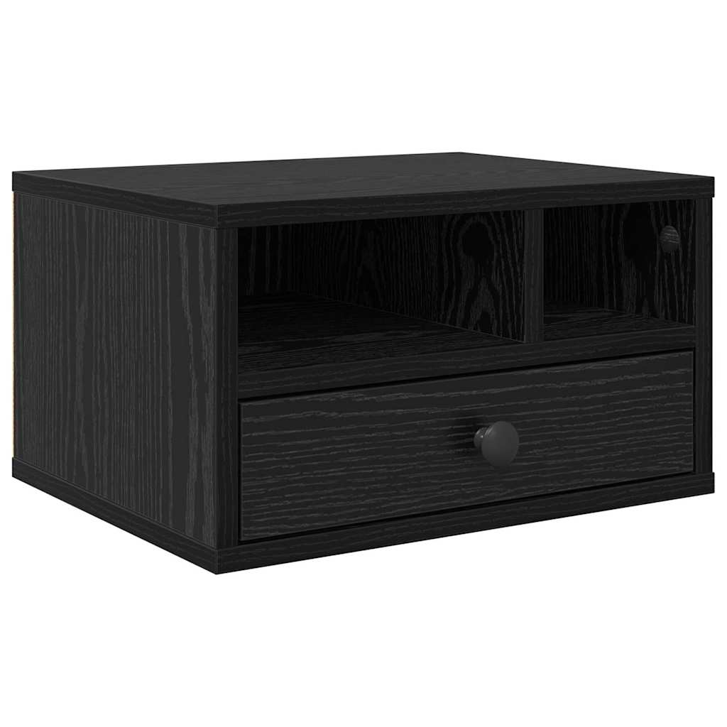 vidaXL Stojak na drukarkę z szufladą Czarny Dąb 40 x 32 x 24 cm