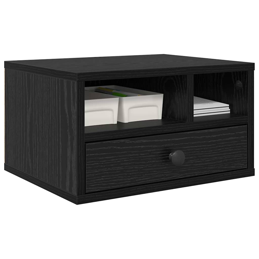 vidaXL Stojak na drukarkę z szufladą Czarny Dąb 40 x 32 x 24 cm