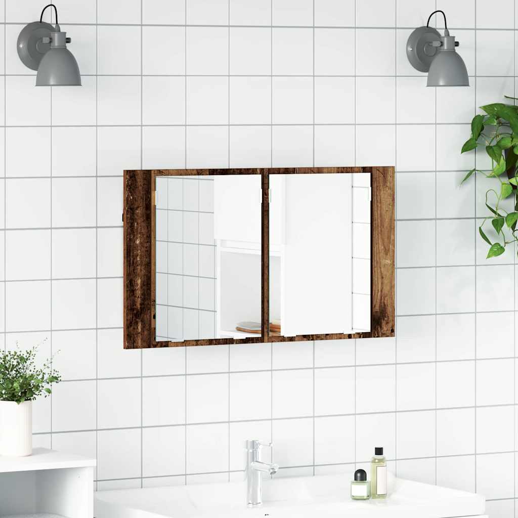 vidaXL Szafka z lustrem do łazienki Stare drewno 80 x 12 x 45 cm