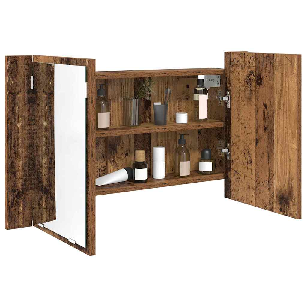 vidaXL Szafka z lustrem do łazienki Stare drewno 80 x 12 x 45 cm