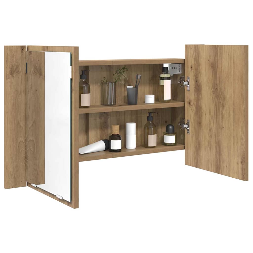 vidaXL Szafka z lustrem do łazienki Dąb rzemieślniczy 80 x 12 x 45 cm